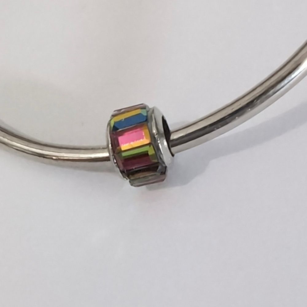 Silver Iridescent Crystals Charm‎ for Pandora Style Bracelet - Picture 3 of 4